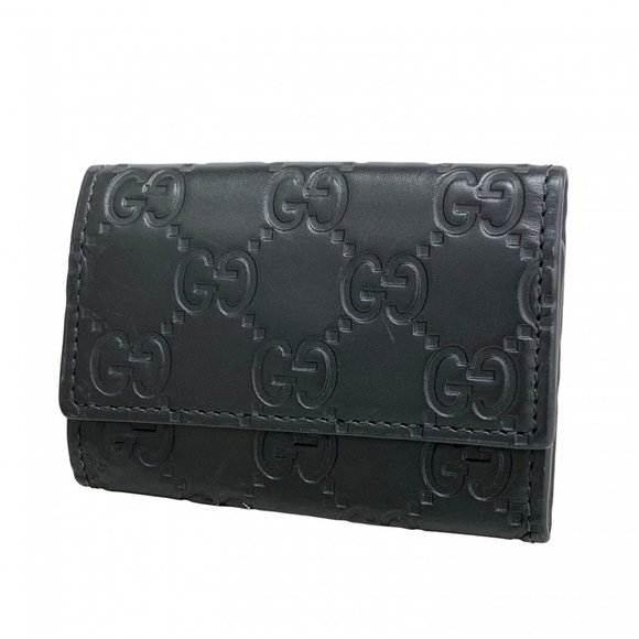 Gucci Key Case Guccissima 779824 Leather Black Men's Women's - Picture 1 of 9